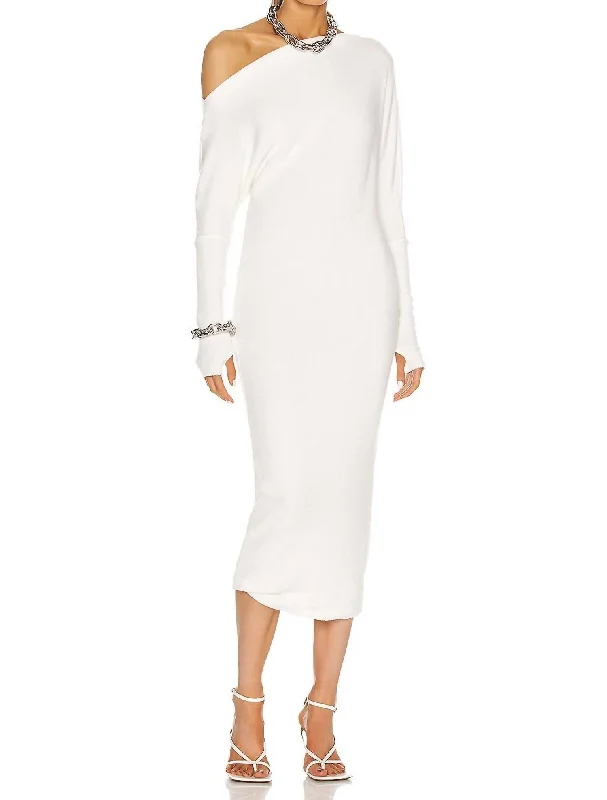 Clothes Of Woman Sweater Knit Slouch Dress In Winter White