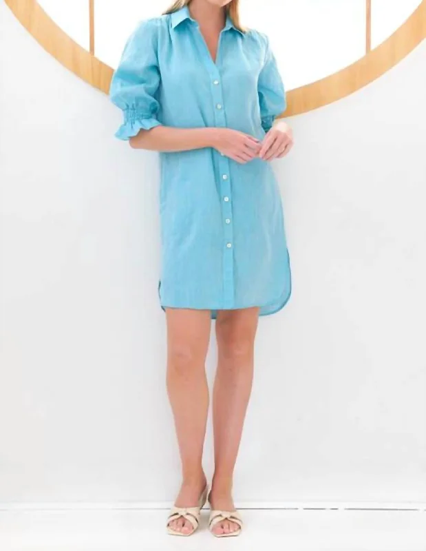 Unleash Your Trend Driven Style Miller Dress In Caribbean Blue Linen