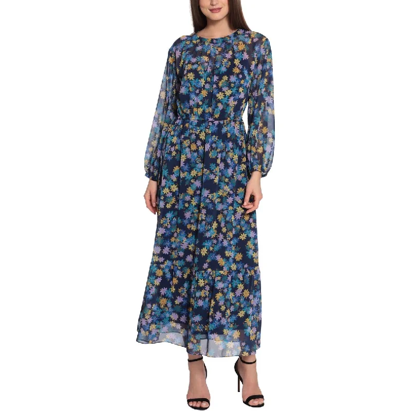 Women's High-Fashion Apparel Maggy London Womens Floral Ruched Maxi Dress