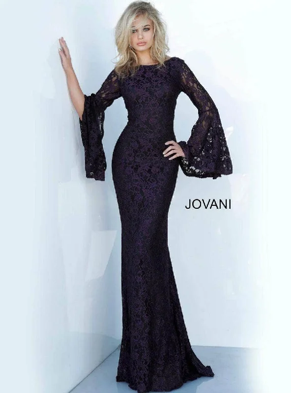 Workwear Fashion for Women Jovani 03352ASC - Bateau Floral Lace Prom Dress