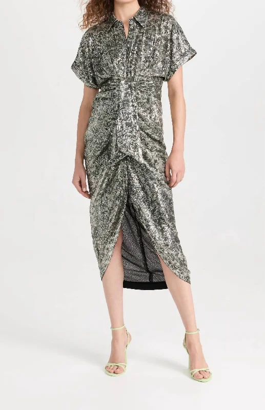 Feminine Elegant Extra Miko Dress In Leopard Sequins