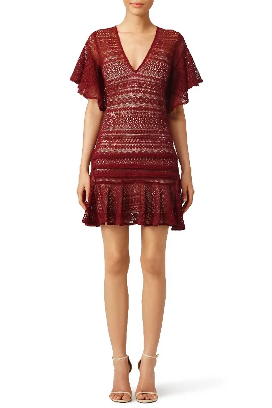 Comfortable Casual Women's Clothing Cybil Dress In Maroon