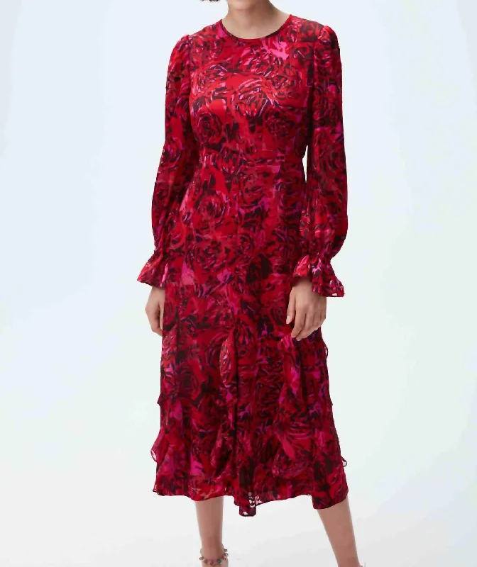 Women's Luxury Attire Iva Dress In Eye Of The Rose Forbidden Fruit