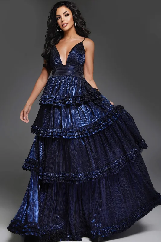 Women's High-End Clothing Jovani 38296 Formal Tiered Metallic Long Ball Gown Prom Dress Women's High-End Clothing Jovani 38296 Formal Tiered Metallic Long Ball Gown Prom Dress