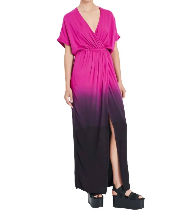 Bold Prints Casual Chic Diane Dress In Dahlia Dip Dye