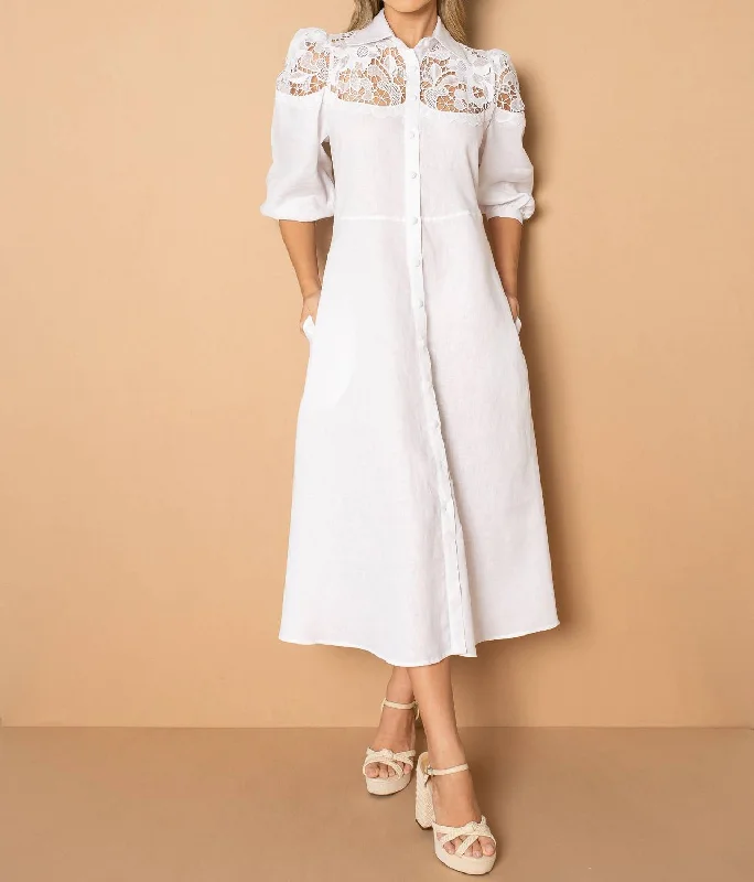 Best Online Women's Boutiques Vitoria White Linen Dress