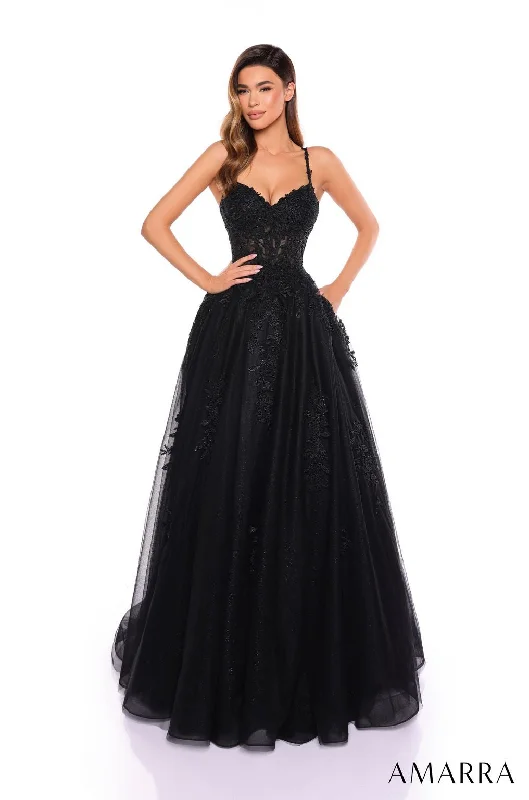 Classic Women's Clothing Styles Amarra 88109 Long Ball Gown Formal Prom Dress