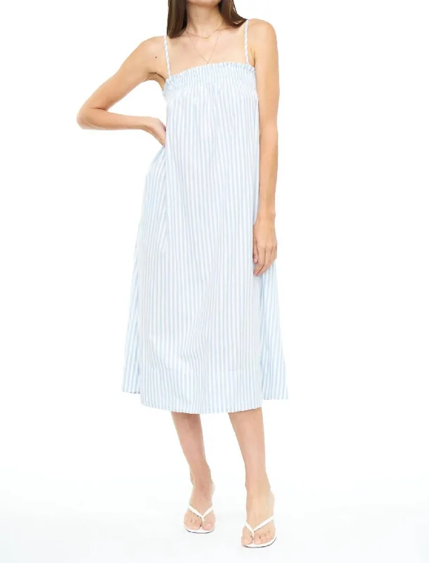 Women's Vintage Attire Farrah Ruffle Top Dress In Blue Mist Stripe