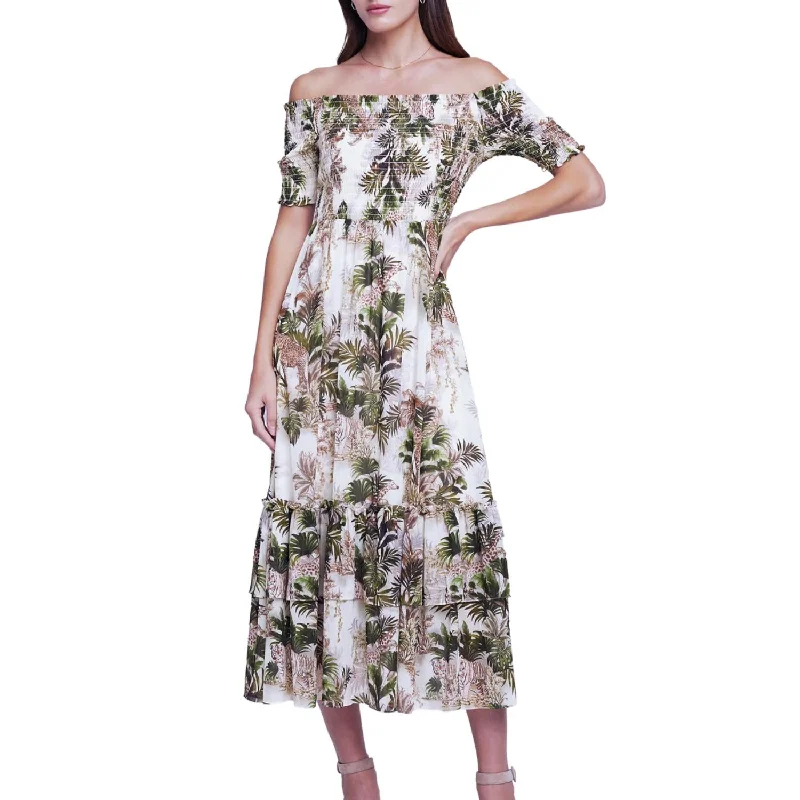 Seasonal Sale Oriel Dress In Antique White Multi Vintage Safari