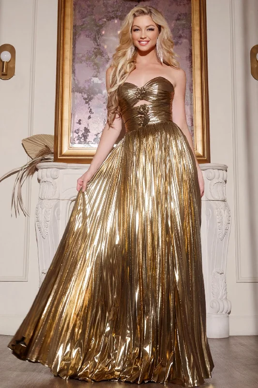 Fashion-Forward Women's Clothing Jovani 42335 Long Metallic Ball Gown Pleated Prom Dress Fashion-Forward Women's Clothing Jovani 42335 Long Metallic Ball Gown Pleated Prom Dress