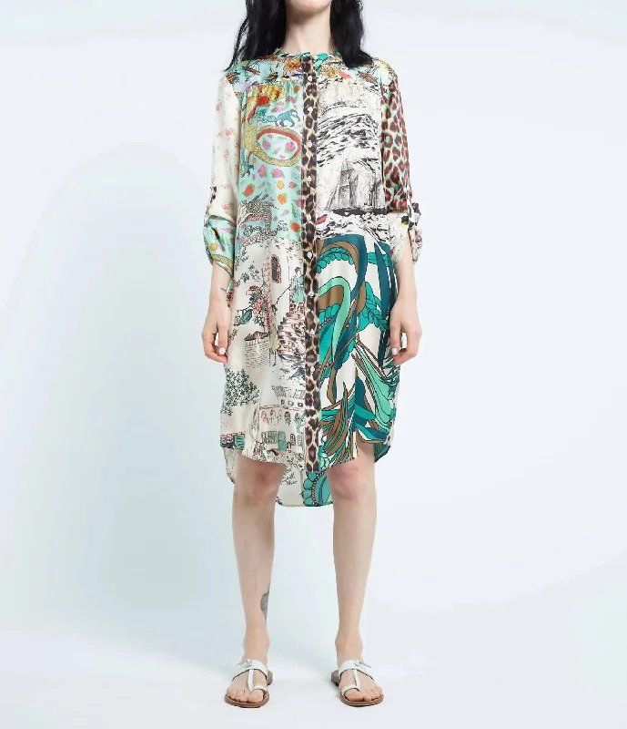 Women's Trendy Activewear Apparel Open It Dress In Mix Almond Morocco Dragons