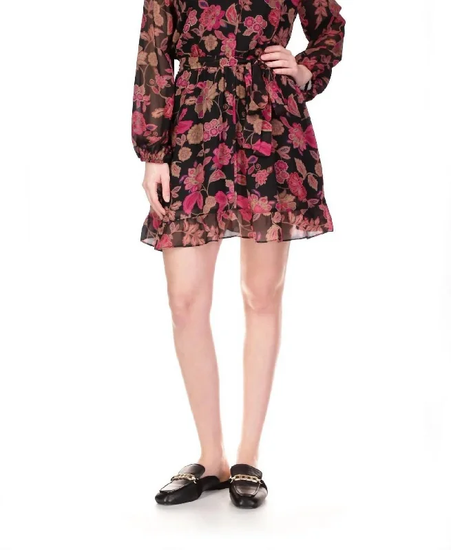 Cozy Chic Promotions Printed Sensation Soft Dress In Cranberry