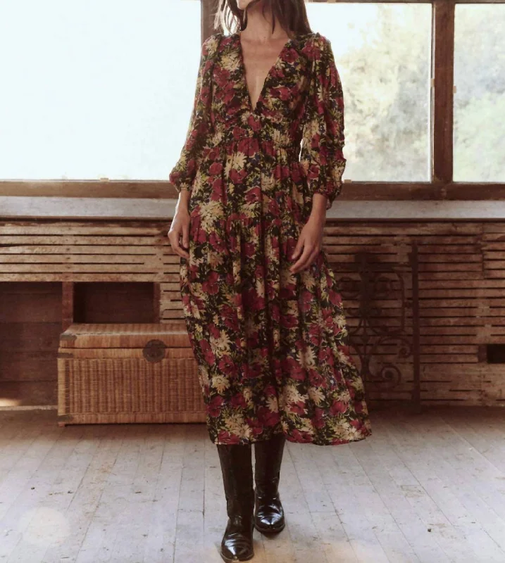 Luxury Style The Brook Dress In Red Multi