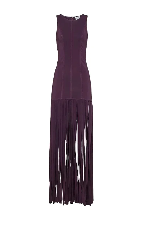 Effortless Comfort Women's Stretch Cady Crepe Fringed Dress In Ruby