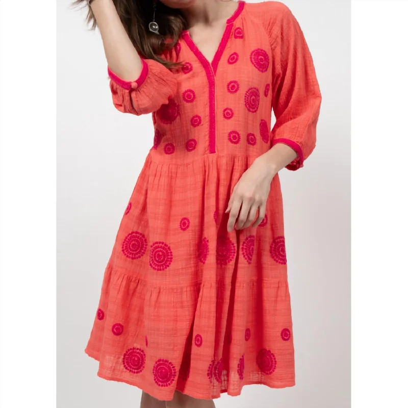 Casual Clothing For Women Many Medallions Dress In Tangerine