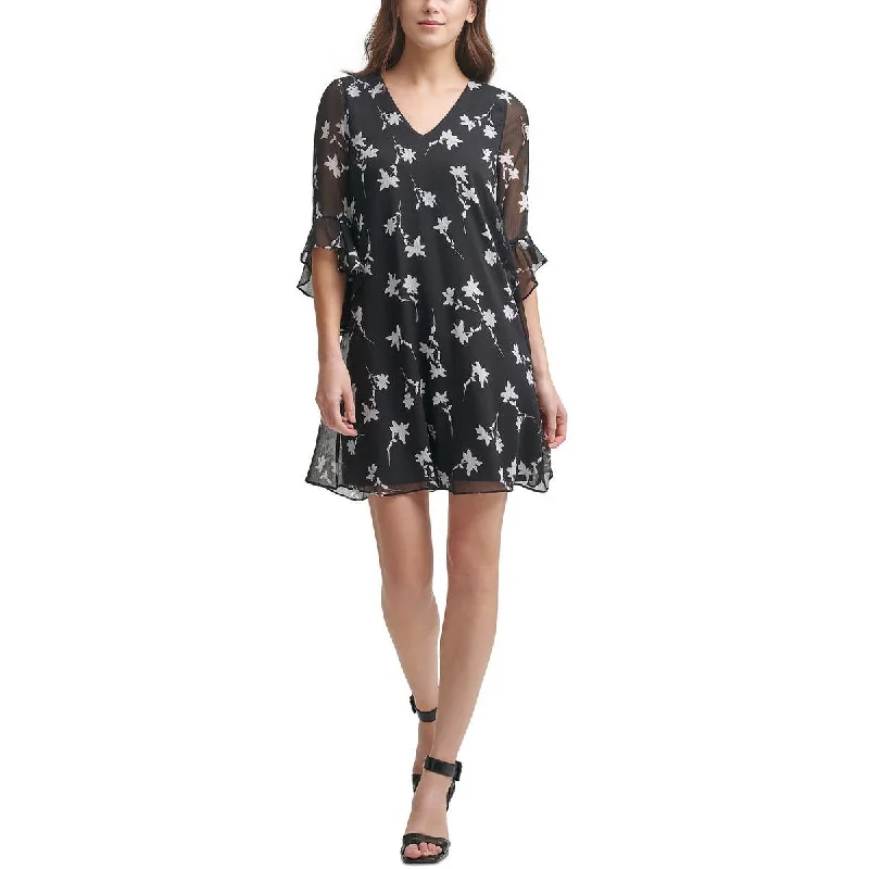 Timeless Women's Clothes Calvin Klein Womens Chiffon Floral Tunic Dress