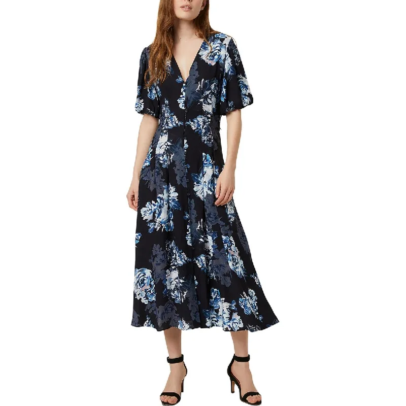 Women's Seasonal Clothing French Connection Womens Caterina Puff Sleeve Floral Midi Dress Women's Seasonal Clothing French Connection Womens Caterina Puff Sleeve Floral Midi Dress