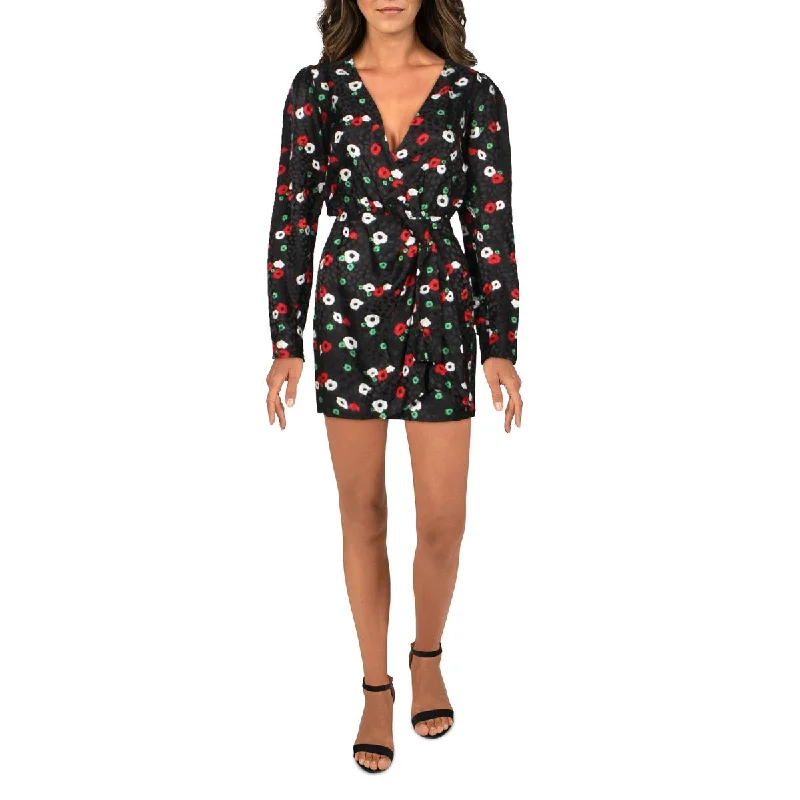 Women's Luxury Attire The Kooples Womens Floral Mini Wrap Dress