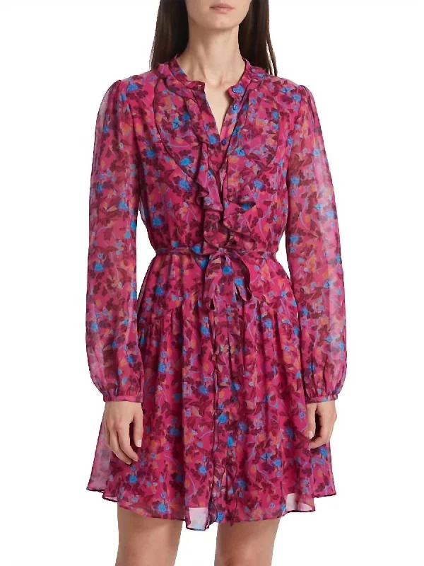 High End Fashion Tilly Ruffle C Dress In Momoka Magenta
