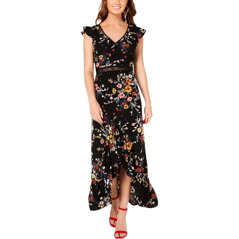 Women's Activewear Outfit City Studio Womens Juniors Floral Open Back Maxi Dress