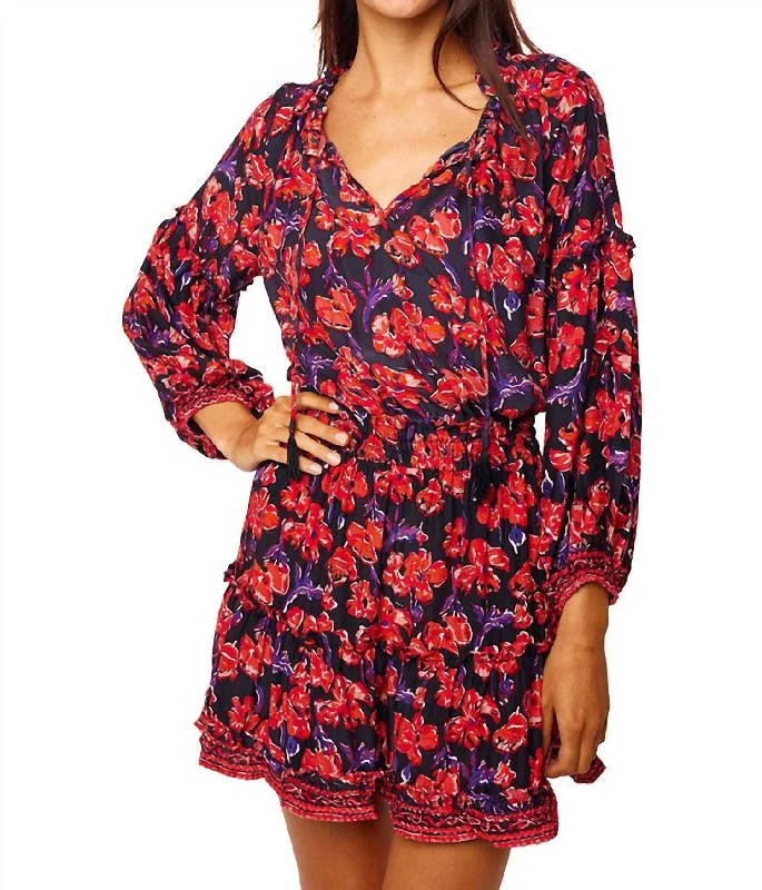 Gorgeous Glamour Collection Maggie Dress In Silk Watercolor Print Onyx