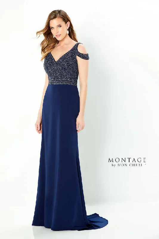 Women's Luxury Apparel Montage 220951 Beaded Gown Long Bodice Formal Dress