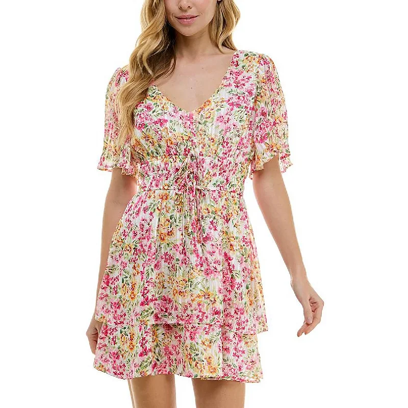 Stylish Women's Clothes for Work and Play City Studio Womens Juniors Floral Tiered Mini Dress