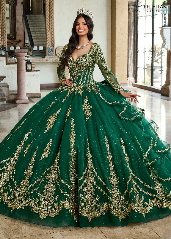 Women's Online Boutique Rachel Allan RQ1137 Quinceanera Detachable Long Sleeve Ruffle Long Ball Gown Women's Online Boutique Rachel Allan RQ1137 Quinceanera Detachable Long Sleeve Ruffle Long Ball Gown
