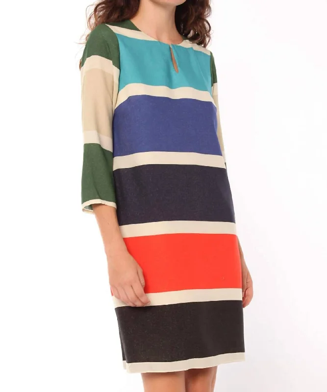 Women's Clothes for All-Day Comfort and Style Arezzo Multicolour Block Stripe Dress