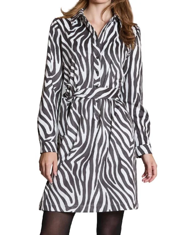 Chic & Cozy Apparel Ziva Faux Suede Dress In Zebra