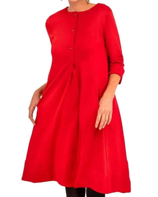 Feminine Grace Ursula Ponte Dress In Red