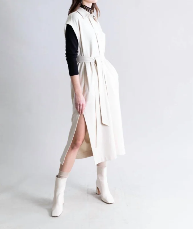 Clothes For Woman Knit Tailored Dress In Ivory