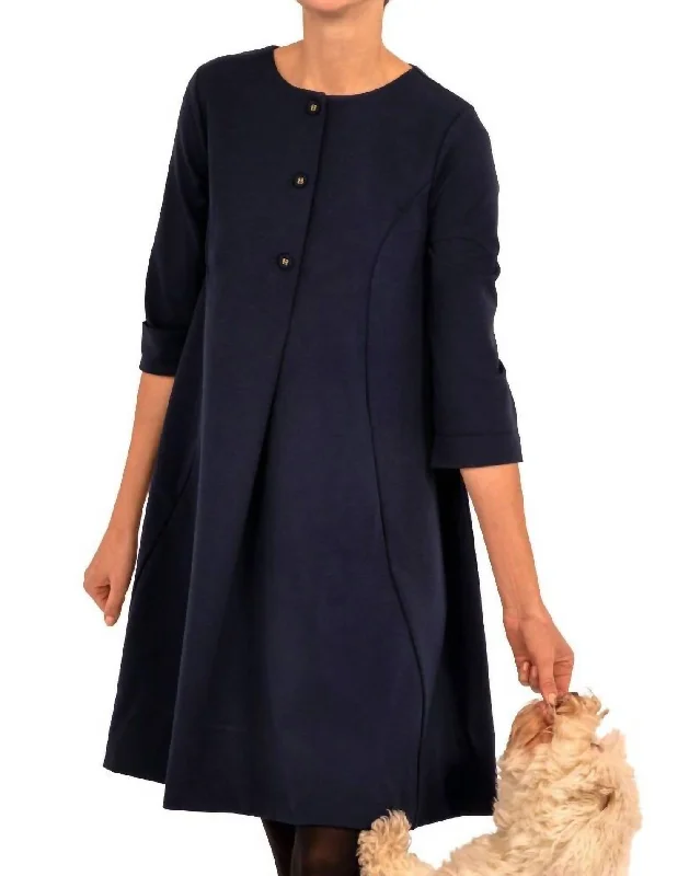 Dreamy Draping Ursula Ponte Dress In Navy