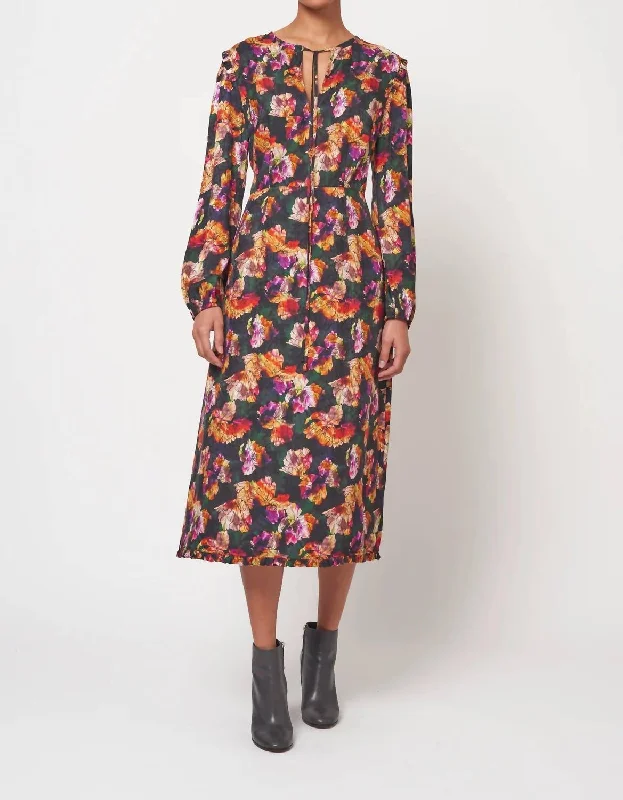 Stylish Loungewear for Women Romance Dress In Red Violet Flowers
