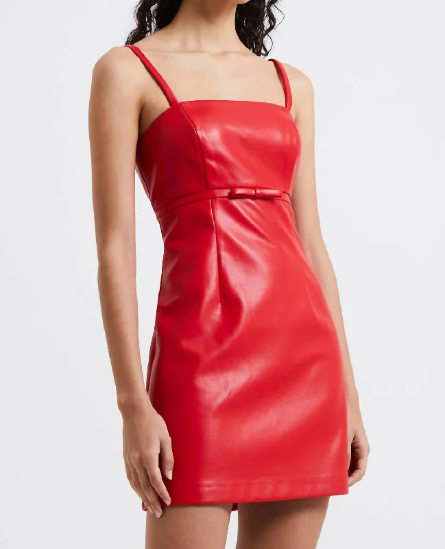Limited Time Special Offer Crolenda Pu Bow Dress In Royal Scarlet