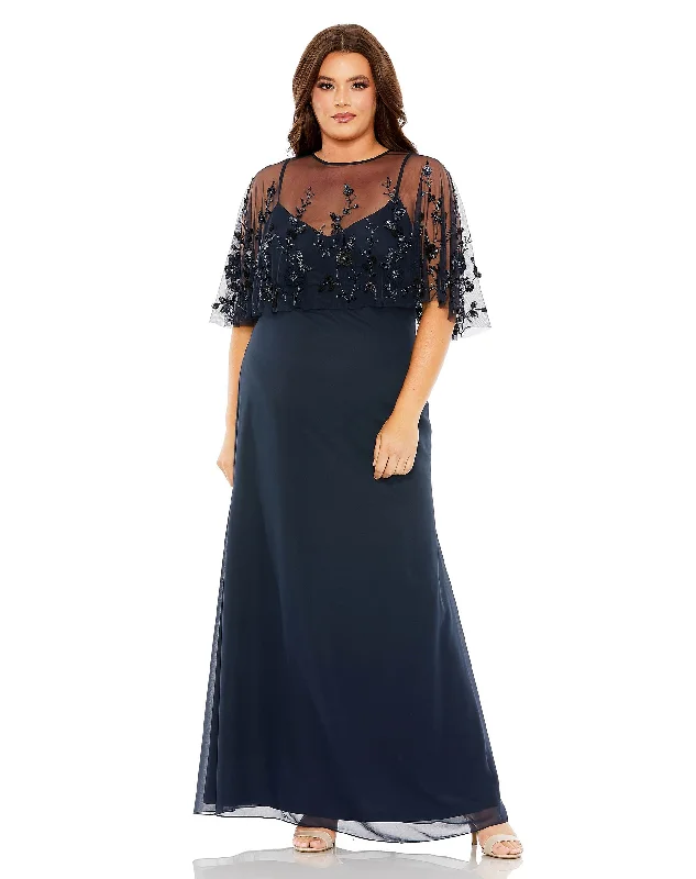 Modern Women's Fashion with Vintage Touches Mac Duggal 9230 Plus Size Long Formal Gown