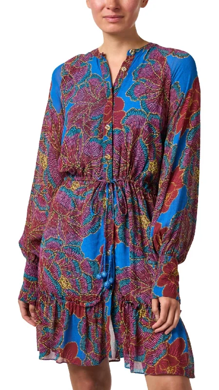 Women's Active Clothing Multi Print Relaxed Dress In Blue And Red