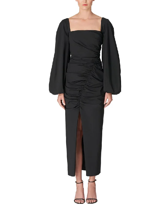 Online Boutique Clothing Carolina Herrera Balloon Sleeve Ruched Seam Dress