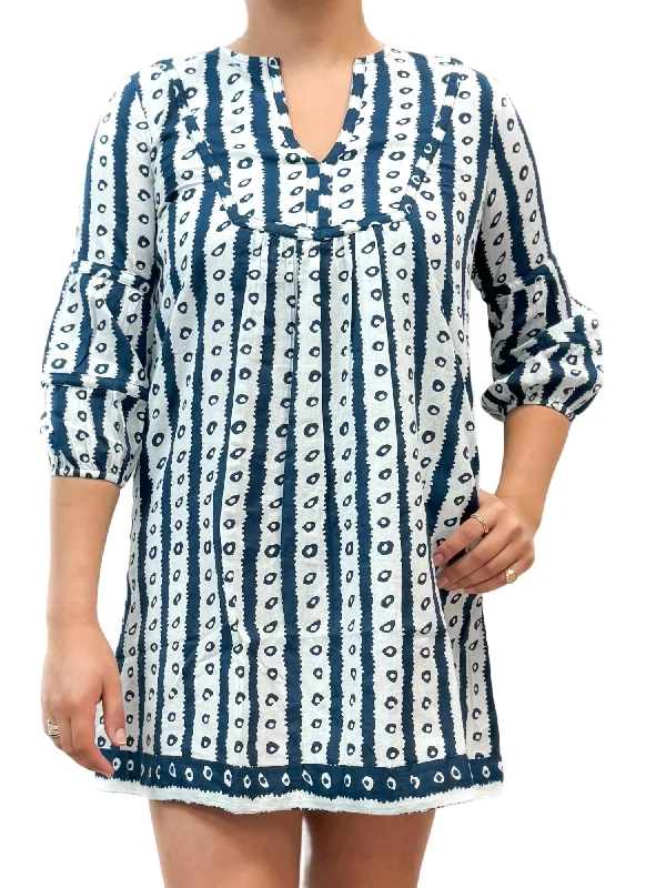 Luxury Fashion Jordan Batik Stripes Tunic Dress In Navy/white