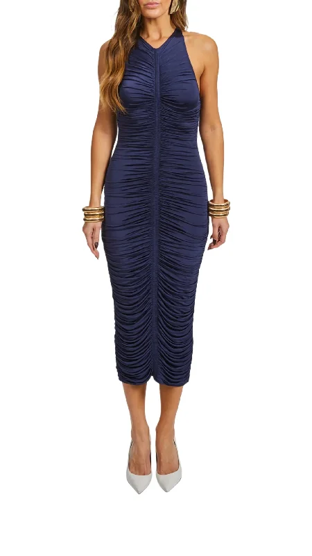 Women's Elegant Evening Attire Adrienne Dress In Navy