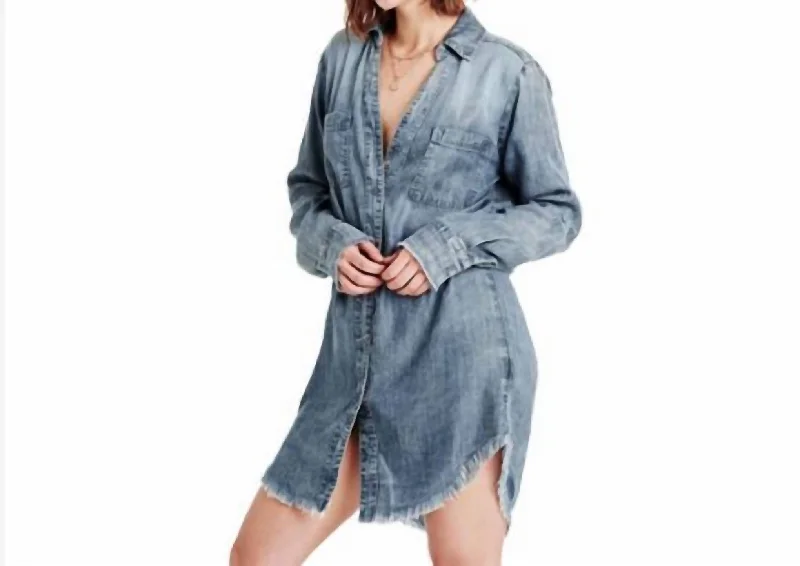 Fashion Forward, Function First Avery Button Down Dress In Blue