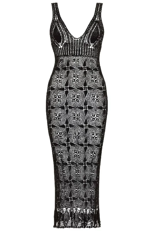 Mother's Day Special Crochet Dress In Black
