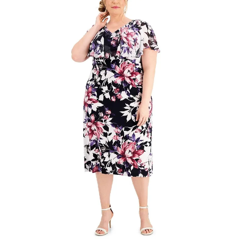 Plus Size Women's Fashion Connected Apparel Womens Plus Floral Print Popover Maxi Dress Plus Size Women's Fashion Connected Apparel Womens Plus Floral Print Popover Maxi Dress