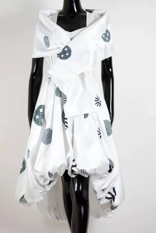 Chic Wardrobe Hi-Lo Bubble Dress With Shawl In White/black