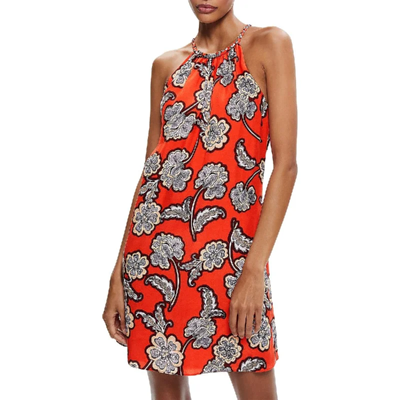 Women's Elegant Clothing Sets Alice and Olivia Womens Floral Print Above Knee Halter Dress