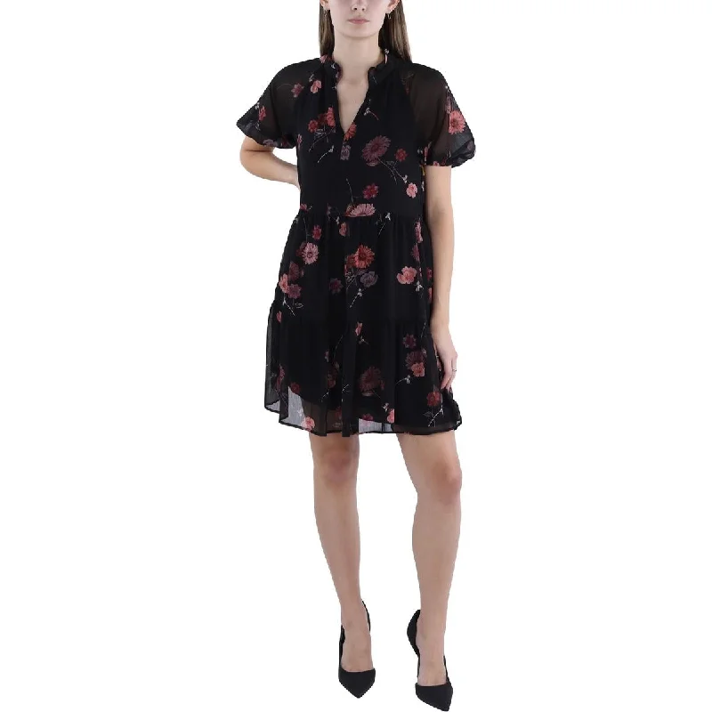 Fashionable Women's Clothes CeCe Womens Chiffon Floral Print Babydoll Dress