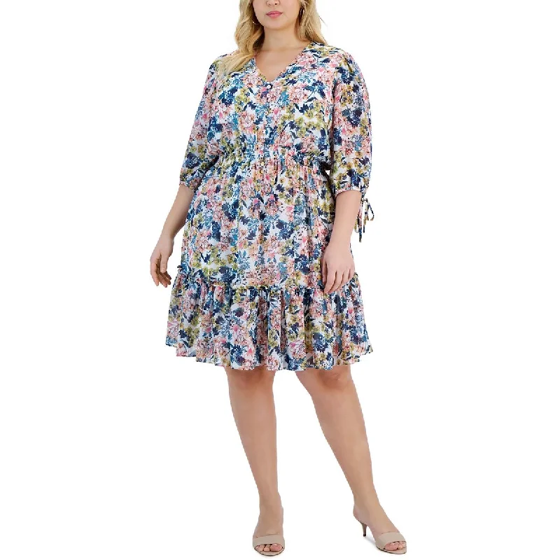 Women's Clothing Stores Taylor Womens Plus Knee Length Floral Print Fit & Flare Dress Women's Clothing Stores Taylor Womens Plus Knee Length Floral Print Fit & Flare Dress