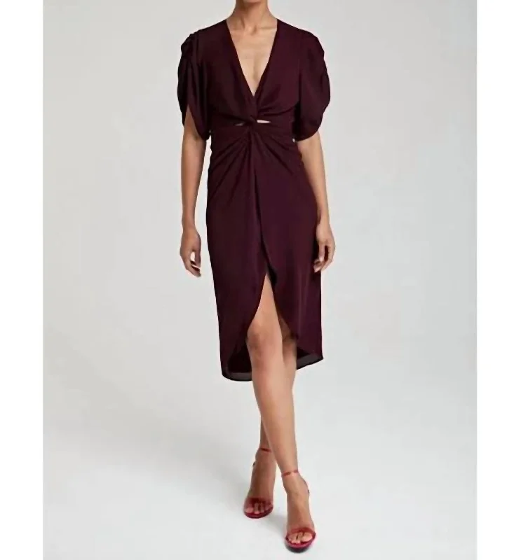 Athleisure Wear Twist Front Dress In Wine