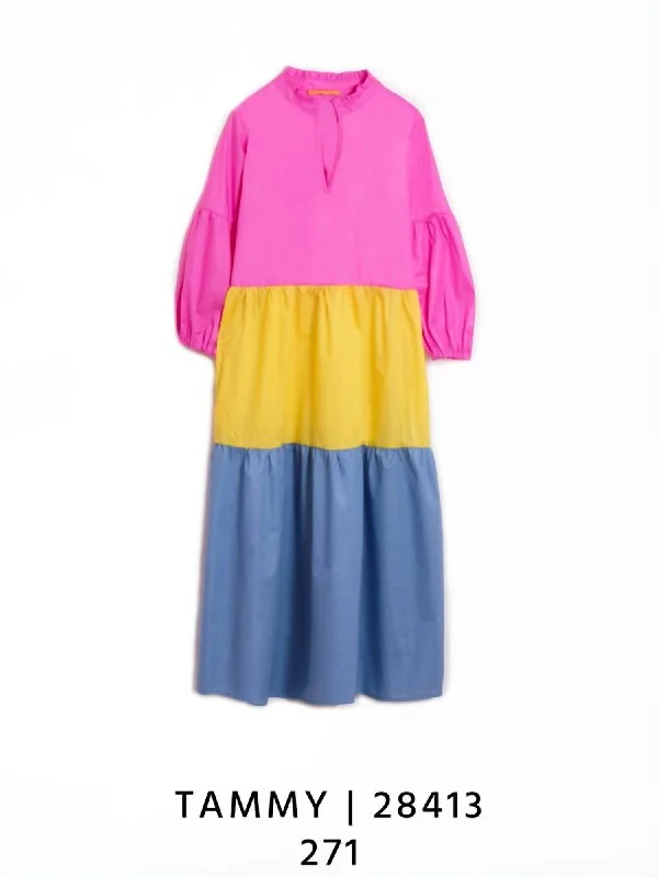 Stylish Spring Fashion Vetammy 3 Tier Dress In Blue Atomsphere