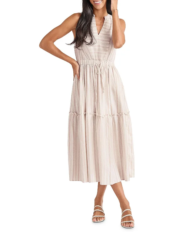 Women's Outdoor Attire Livia Womens Striped Linen Tunic Dress